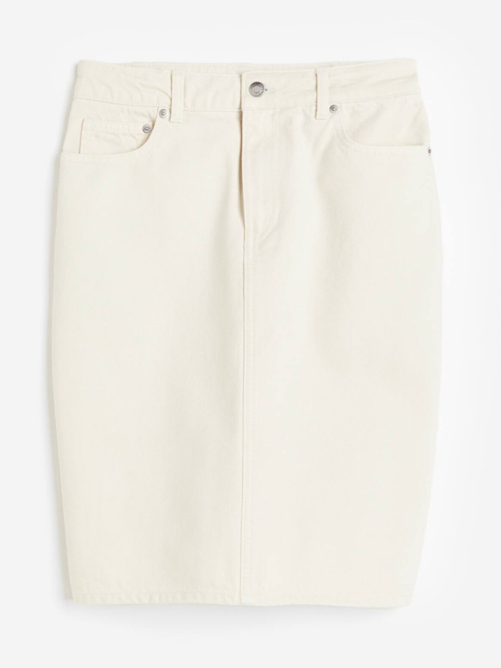 H&M • Classic Denim Pencil Skirt in Cream
